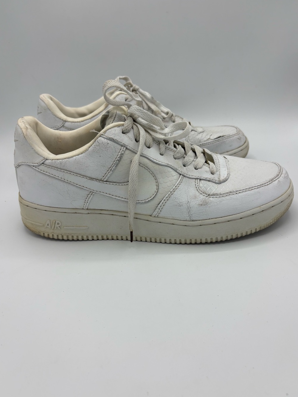 White Nike Air Force 1 White Snakeskin Sneakers Size 12 Men